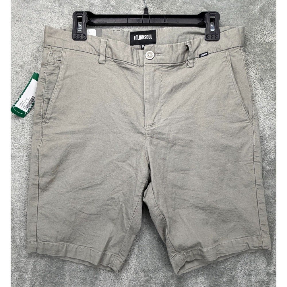 NWT Linksoul Mens Shorts 31x10 (Real 32x9) Light Gray Canvas Cotton Golf Outdoor